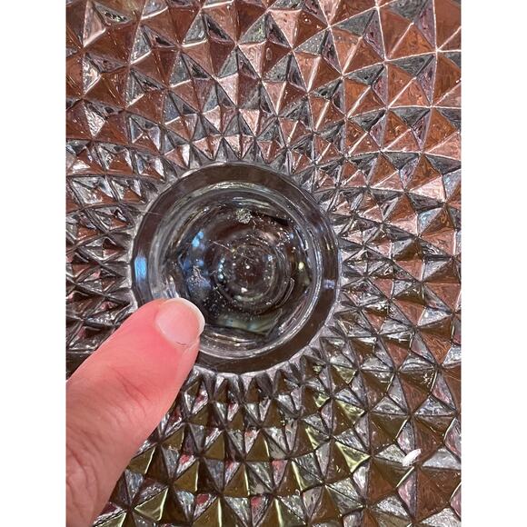 Vintage Sawtooth Diamond Point Small Glass Pedestal Bowl - Picture 9 of 10